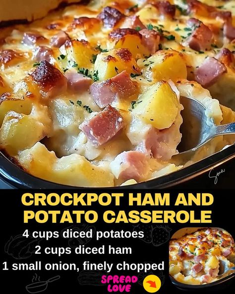 Crockpot Ham and Potato Casserole Recipes With Diced Ham, Shredded Potato Casserole, Crockpot Ham And Potatoes, Small Crockpot Recipes, Cheese Potato Casserole, Beef Tips And Noodles, Ham Casserole Recipes, Casserole Crockpot Recipes, Ham And Potato Casserole