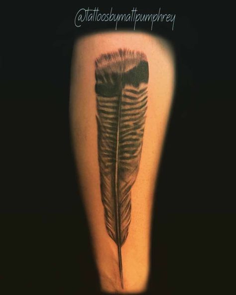 Turkey Feather Tattoo 2 Turkey Feather Tattoo Men, Turkey Feather Tattoo For Women, Tattoo Ideas Hunting, Turkey Tracks Tattoo, Dove Feather Tattoo, Turkey Tattoos For Men, Turkey Tattoo For Women, Duck Feather Tattoo, Pheasant Feather Tattoo