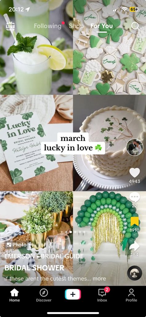 St Patricks Day Bridal Shower Ideas, Irish Themed Bridal Shower Ideas, March Engagement Party, St Patricks Day Bachelorette Party Ideas, March Bachelorette Party Ideas, Lucky In Love Engagement Party, March Bridal Shower Ideas, Lucky In Love Bridal Shower Decor, Couples Shower Themes