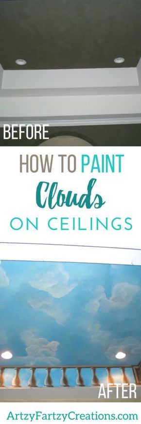 Paint Clouds On Ceiling, Clouds On Ceiling, Clouds On The Ceiling, Painted Ceiling Ideas, Ceilings Painted, How To Paint Clouds, Antique Ceiling Tile, Painted Clouds, Accent Wall Entryway