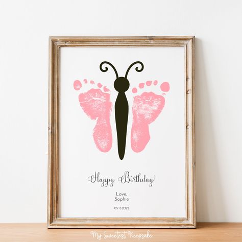 Happy Birthday Grandma, Footprint Craft, Baby Art Projects, Footprint Crafts, Baby Footprint, Baby Handprint, Diy Bebe, Birthday Keepsakes, Birthday Gifts For Grandma