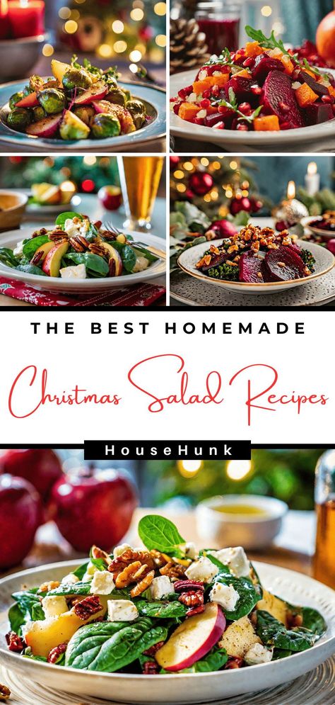 Elevate your holiday table with these 12 delightful Christmas salad recipes! From classic bacon broccoli to festive fig pomegranate, each dish promises a symphony of flavors. Perfect for festive feasts and joyful gatherings. #ChristmasSalads #HolidayRecipes Company Salad Recipe, Festive Christmas Salad, Christmas Lunch Salad Ideas, Festive Salads Christmas, Xmas Salads Recipes, Holiday Salads Christmas, Christmas Feast Table, Christmas Salads Recipes Holidays, Christmas Salad Ideas