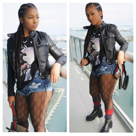 Concert Outfit Ideas Kevin Gates, Cropped Denim Shirt Outfit Street Styles, Shorts And Stockings Outfit Black Women, Biker Shorts With Fishnets, Black Woman Concert Outfit Ideas, Lace Shorts Outfit Black Women, Fish Net Stockings Outfit Classy, Leather Shorts In Winter, Outfit Ideas For Beyonce Concert