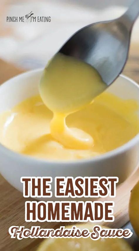 Discover this simple homemade Hollandaise sauce recipe that's perfect for breakfast, brunch, and dinner. No blender needed! Learn how to make a creamy, tangy sauce with just butter, lemon juice, and egg yolks. Ideal for eggs Benedict, vegetables, and seafood. Enjoy a classic sauce recipe made easy! Mock Hollandaise Sauce Easy, Quick Hollandaise Sauce No Blender, How To Make Hollandaise Sauce Easy, Easy Hollandaise Sauce No Blender, Easy Hollandaise Sauce Blender, Small Batch Hollandaise Sauce, Hollandaise Sauce No Lemon Juice, Hollandaise Sauce For One, Make Ahead Hollandaise Sauce