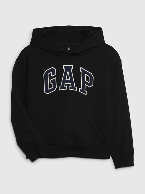 Soft knit cotton-blend hoodie.  Hooded neckline.  Long sleeves with banded cuffs.  Gap arch logo at front.  Front kanga pocket.  Banded hem.  Straight, easy fit.  Hits at the hip. Hoodie Gap, Gap Outfits, Gap Hoodie, Arch Logo, Casual Preppy Outfits, Outfit Inspo Casual, Cute Pants, Gap Fit, Gap Jacket