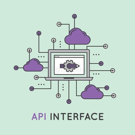 API Application Programming Interface with Laptop stock illustration Data Illustration, Logo Pencil, Application Programming Interface, Cloud Data, Icon Style, Illustration Logo, Programming, Stock Illustration, Pencil