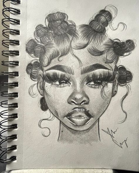 @YATTAARTT Tiktok Black Girls Drawings, Black Women Drawings, Drawing Black People, Black People Drawings Sketch, Edges Drawing, Afro Drawing, Stil Emo, Color Drawing Art, Meaningful Drawings