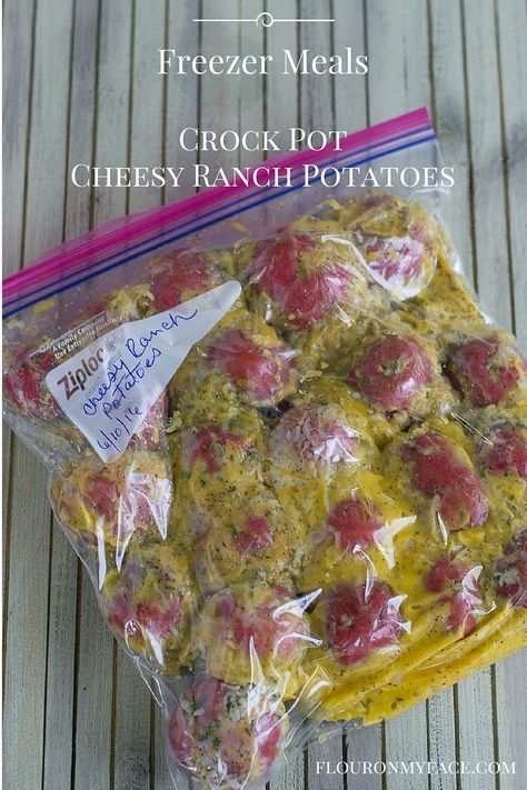 Crock Pot Freezer Meals recipe: Crock Pot Cheesy Ranch Potatoes Meals With Potatoes, Freezer Potatoes, Ranch Potato Recipes, Cheesy Ranch Potatoes, Red Potato Recipes, Cheesy Ranch, Ranch Potatoes, Freezer Dinners, Slow Cooker Freezer Meals