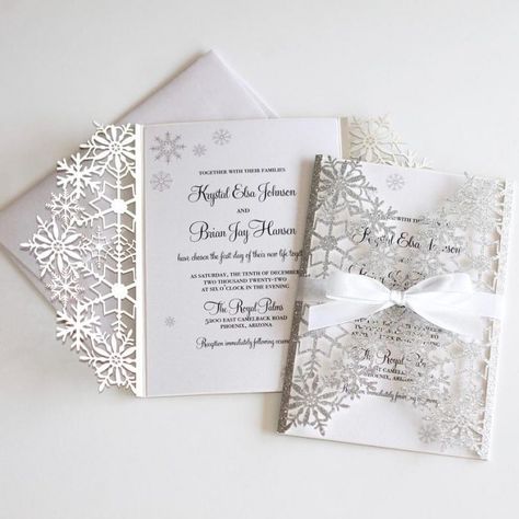 Winter Wedding Invitations Snowflake, Winter Wonderland Wedding Invitations, Elegant Winter Wedding Invitations, Winter Wonderland Wedding Theme, Winter Gala, Winter Wonderland Invitations, Snowflake Invitations, Snowflake Wedding, Snow Wedding