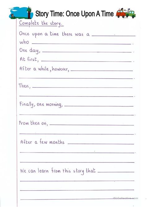 Read and Complete - Once Upon a Time (story writing) - English ESL Worksheets Math Mental, Formal Writing, Teaching Nouns, Creative Writing For Kids, Creative Writing Worksheets, English Creative Writing, Creative Writing Exercises, Composition Writing, Worksheets For Grade 3