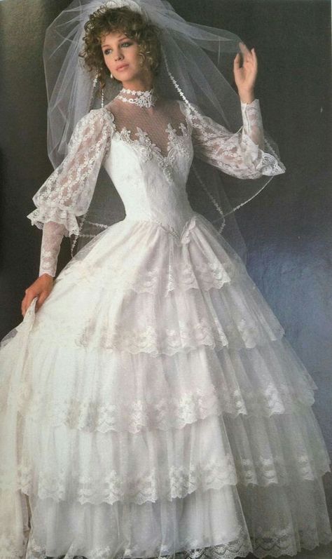 1980's Wedding Gown | Vintage Bridal | Pinterest | Abiti da sposa ... Wedding Dresses 80s Vintage, Wedding Dresses 80s, 1980s Wedding Dress, Ugly Wedding Dress, 1980s Wedding, 80s Wedding, White Wedding Dress, Summer Dresses For Wedding Guest, Wedding Gowns Vintage