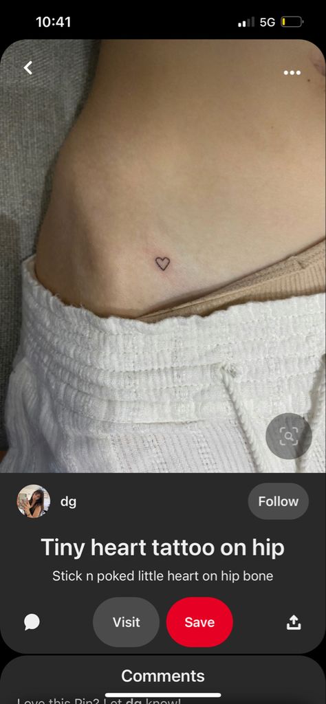 Heart Tattoo Hip Small, Small Tattoos On Waist Line, Stick And Poke On Hip, Tiny Heart Tattoo On Hip, Heart Tattoo On Hip Bone, Heart Tattoo Waist, Tattoos Near The Crotch, Stick And Poke Tattoo On Hip, Tattoos Above The Crotch