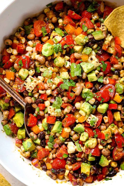 Quinoa Cowboy Caviar, Cowboy Caviar With Chickpeas, Texas Caviar Recipe, Cowboy Caviar Recipe, Dump Recipes, Texas Caviar, Canning Sweet Corn, Caviar Recipes, Carlsbad Cravings