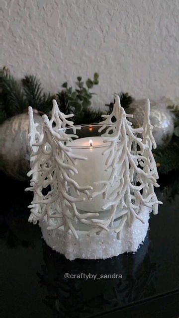 Sandra Figueiredo on Instagram: "DIY Christmas candle holder. . #diy #diyproject #dollartreediy #dollartreecrafts #Christmasdiy #dollartreedecor #dollartreedecorations #crafts #Christmascrafts #christmascandleholder #Christmascandle #Christmas #christmasdecordiy" White Deer Christmas Decor, Dollar Tree Reindeer Candle Holder, Dollar Tree Christmas Candle Holder Diy, Diy Christmas Candle Holders, Diy Winter Wonderland, Christmas Candle Holders Diy, Dollar Tree Diy Home Decor, Candle Holder Diy, Simple Halloween Decor