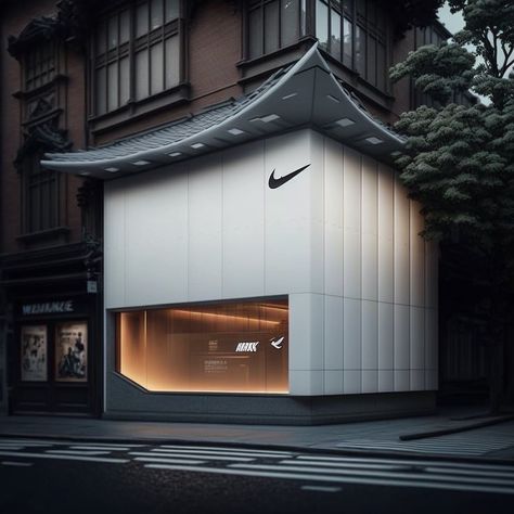 Nike Concept, Architecture Layout, Retail Facade, Concept Stores, Store Layout, Kiosk Design, Curved Walls, Online Interior Design, Facade Architecture