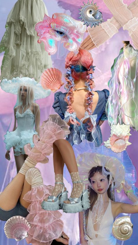 Jellyfish, colorful, flowy, pastel, seashell, costume, makeup Mystical Clothes, Jellyfish Costume Diy, Eeyore Costume, Jellyfish Halloween Costume, Aesthetic Costumes, Jellyfish Halloween, Rave Outfits Diy, Witches And Warlocks, Jellyfish Costume