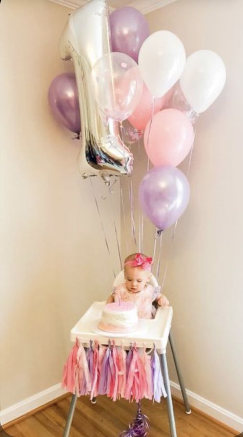 High Chair Decor, High Chair Decorations, First Birthday High Chair, First Birthday Balloons, Birthday High Chair, 1st Birthday Party For Girls, Chair Decor, Girl Birthday Decorations