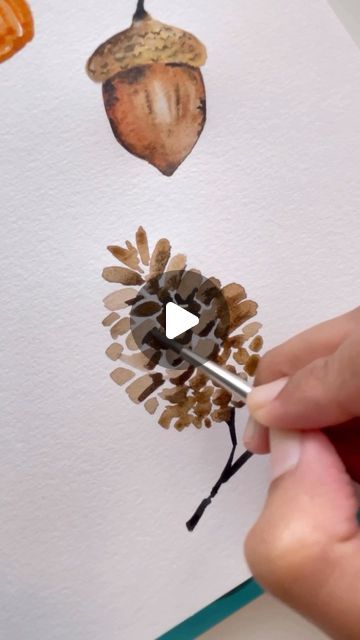 473 likes, 5 comments - by_the_lakeside on October 17, 2023: "Paint a pine cone with me! . . . . . . . #watercolor #autumnmood #autumncolours #watercolorart #watercolor_blog #watercolorartist #autumnvibes #inspiringwatercolors #modernwatercolors #modernbotanicals #botanicalillustration #fallvibes #illustratorsofinstagram #botanicalwatercolor #watercolor_gallery #illustrationNow #pumpkin #fallleaves #fallvibes #waterblog #processvideo #illustrationartist #tutorials #watercolordaily #falldeco Pinecone Watercolor Paintings, How To Paint A Pinecone, How To Paint Pinecones, Pine Cone Watercolor, Pinecone Watercolor, Watercolor Pinecone, Watercolor Ar, Watercolor Blog, Watercolor Pictures