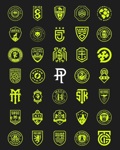 Logo Design For Football Team, Soccer Emblem Design, Sports Badge Design, Football Logos Design Ideas, Soccer Crest Design, Football Crest Design, Soccer Branding Design, Sports Team Logos Design, Emblem Logo Design Ideas