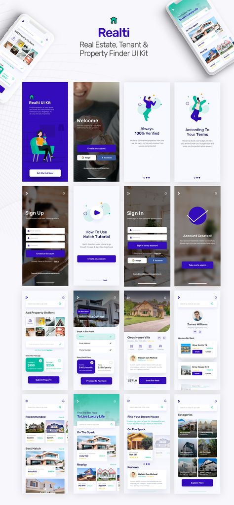 Property Listing Design, Real Estate Mobile App Ui Design, Real Estate App, House App, App Home Screen, Mobile Template, Ux Mobile, Mobile App Design Inspiration, App Interface Design