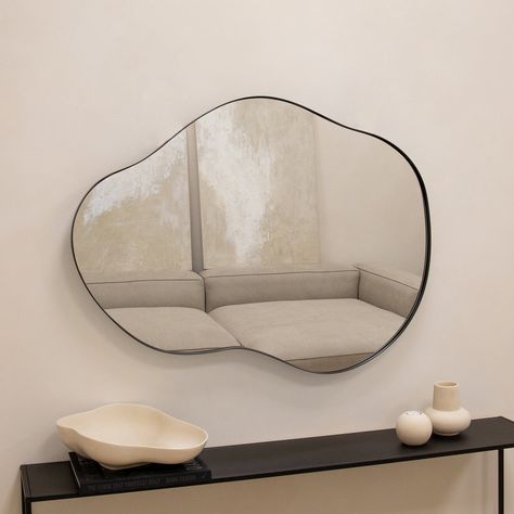 Firm Living, Irregular Mirrors, Pond Mirror, Unusual Mirrors, Asymmetrical Mirror, Irregular Mirror, Profile Frame, Mantle Piece, Pond Design