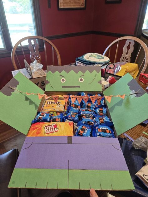 Care Package Mamas | Little Halloween package I sent out to my military boy. | Facebook Themed Care Packages, Military Boy, Care Package Decorating, Halloween Package, Halloween Care Packages, Military Care Package, Care Packages, Basket Ideas, Care Package