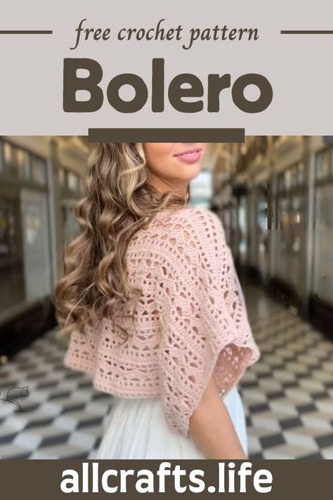 Crochet Bolero Easy Crochet Bolero, Crochet Lace Bolero Free Pattern, Free Bolero Crochet Patterns, Bolero Knitting Pattern Free, Crochet Bolero Free Pattern For Women, Bolero Outfits, Crochet Bolero Pattern Free, Diy Crochet Granny Square, Bolero Haken