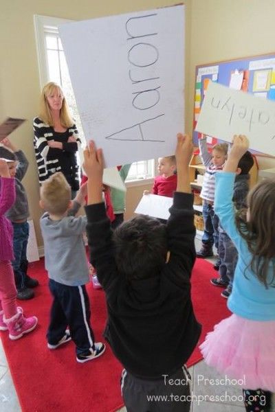 Recognizing Name Activities Preschool, Learning Name Games Preschool, Name Games Prek, Preschool Name Activities Circle Time, Name Recognition Games For Preschool, Recognizing Names Preschool, Circle Time Name Activities, Name Sign In Preschool, Circle Time Name Games