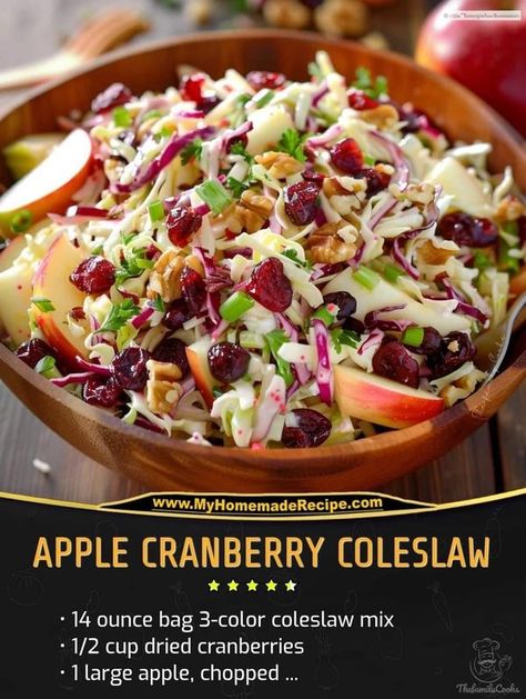 Weight Watchers Easy Recipes 2024 | Apple Cranberry Coleslaw | Facebook Apple Cranberry Coleslaw, Cranberry Coleslaw, Apple Coleslaw, Creamy Coleslaw, Apple Salad, Coleslaw Mix, Coleslaw Recipe, Apple Cranberry, Crockpot Recipes Easy