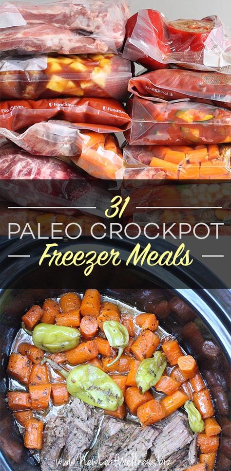 Paleo Freezer Meals, The Family Freezer, Crockpot Freezer Meals, Family Freezer, Paleo Crockpot Recipes, Muffins Paleo, Paleo Crockpot, Diner Recept, Smoothie Detox