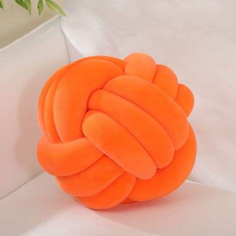 PRICES MAY VARY. 【Soft Skin-friendly Material】: ZAKUN knotted ball throw pillow is made of skin-friendly soft short plush microfiber filling with fluffy PP cotton, which is fuller than most pillows, strong resilience, is not easy to deform, and the cotton is soft, breathable and delicate, Safe material. 【Handmade Knotted Pillow Design】: Each knot throw pillows is hand sewn, individually stuffed and knotted with quality. Keep round throw pillow in kid’s playrooms, they will love rolling them beca Pink And Orange Dorm Room, Orange Room Decor, Knotted Pillow, Preppy Pillows, Knot Ball, Orange Comforter, Pillow Ball, Round Throw Pillow, Toy Room Decor