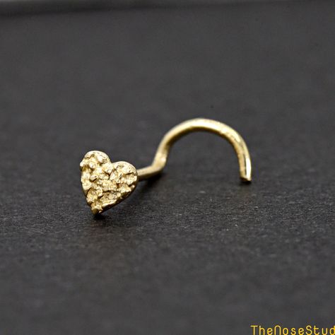 Heart Nugget Ring, Gold Nose Ring Stud, Gold Nose Piercing, Custom Gold Jewelry, Gold Nugget Ring, Xoxo Jewelry, Gold Nose Ring, Dope Jewelry Accessories, Nose Screw