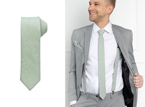 Tie Outfits Men, Linen Accessories, Sage Green Tie, Pocket Square Size, Suspenders For Kids, Toddler Bow Ties, Light Sage Green, Wedding Tie, Kids Bow Ties