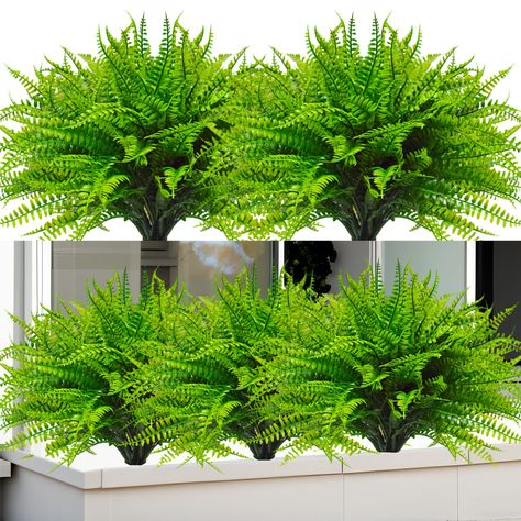 PRICES MAY VARY. 🍀【Durable】12 bundles of fake fern plants are made of high-quality plastic, weather-resistant, and UV-resistant, not easily fading or wilting. Lifelike faux ferns stay green forever, allowing you to enjoy the beauty of plants every day. 🍀【Fine craftsmanship】Fake outdoor plant with realistic leaf structure can remain lush year after year, making your space cheerful and bright, and adding a touch of vibrant green even in autumn and winter. 🍀【No maintenance】Fake green plant don't Porch Planter, Patio Windows, Window Box Garden, Leaf Structure, Box Garden, Porch Planters, Boston Fern, Artificial Plants Outdoor, Best Indoor Plants