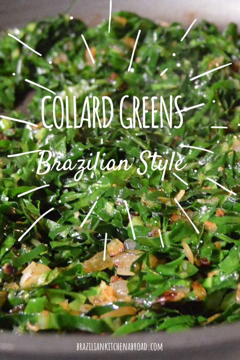 Greens Side Dish, Easy Collard Greens Recipe, Greens With Bacon, Collard Greens Salad, Collard Greens With Bacon, Food Authentic, Brazilian Recipes, Collard Greens Recipe, Brazilian Dishes