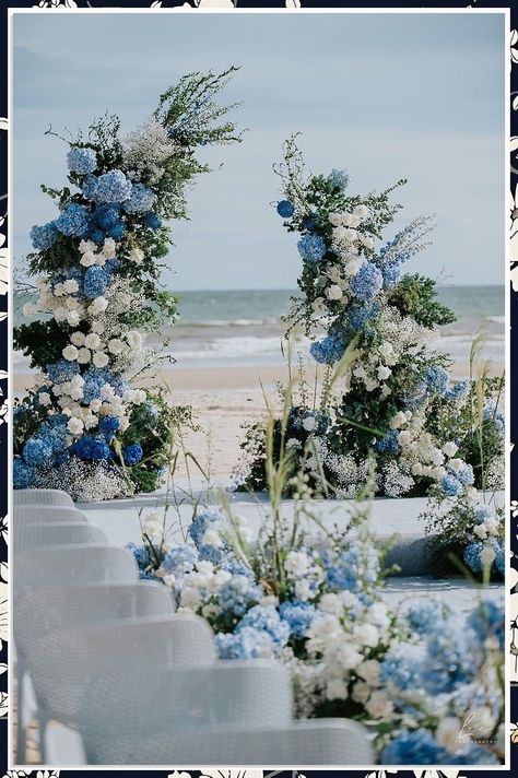 Discover stunning wedding arch ideas that will transform your ceremony into a dreamy experience. From floral arrangements to rustic designs, these creative concepts will elevate your special day and leave a lasting impression on your guests. Whether you prefer a romantic garden setting or a chic modern aesthetic, our curated collection of wedding arch ideas will inspire you to create the perfect backdrop for your vows. Transform your wedding vision into reality! Hydrangeas Wedding Arch, Sky Blue And White Wedding Decorations, Blue And White Arch Wedding, Blue And White Flower Arch, Blue Hydrangea Wedding Decorations, Marseille Blue Wedding, Sky Blue Wedding Decor, Hydrangea Wedding Arch, Blue Wedding Arch