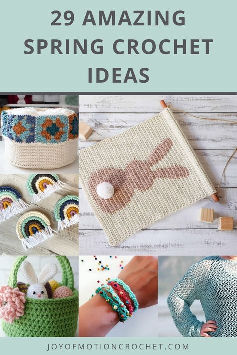 If you’re looking for spring crochet patterns, then these ideas will satisfy your creative impulses. Crochet spring decor, outfits, accessories, and more! Spring Crochet Patterns Free, Spring Crochet Ideas, Spring Crochet Patterns, Crochet Spring Patterns, Crochet Easter Basket Pattern, Crochet Pullover Pattern, Crochet Store, Spring Crochet, Crochet Coasters Free Pattern