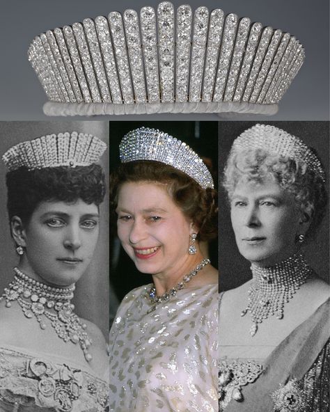 The Queen Alexandra Kokoshnik Tiara. In 1888, The Prince & Princess of Wales the future King Edward VII & Queen Alexandra were celebrating… Kokoshnik Tiara, Queen Elizabeth Jewels, Royal Family Jewels, British Crown Jewels, Royal Crown Jewels, Queen Alexandra, Royal Crowns, Royal Tiaras, Elisabeth Ii