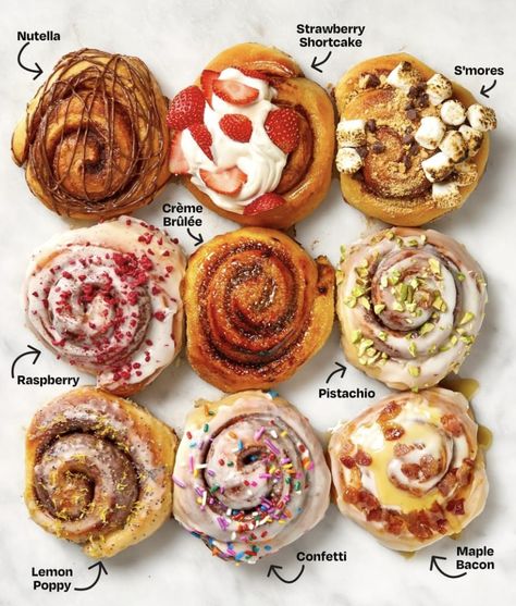 Midwest Desserts, Unique Cinnamon Roll Flavors, Aesthetic Deserts, Fair Treats, Late Night Dessert, Bakery Snacks, Mini Torte, Bakery Items, حلويات صحية