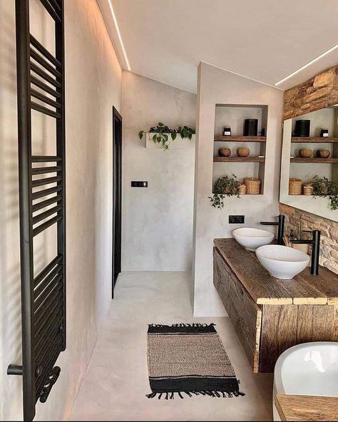 Wabi Sabi Interior, Concrete Bathroom, Beige Bathroom, Stone Bathroom, Bathroom Redesign, Bathroom Design Luxury, New Home Designs, Bathroom Makeover, Bathroom Inspiration