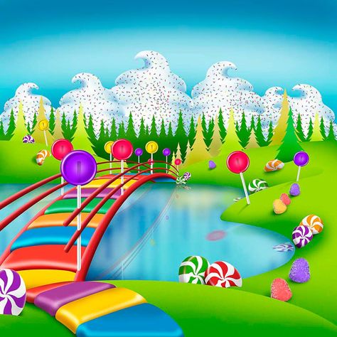 Children's Backdrop Candyland High Quality by AlbaBackgrounds Spring Photo Backdrop, Candy Land Party, Booth Backdrops, Sports Wedding, Santa Photos, Candyland Party, Studio Backgrounds, Spring Photos, Custom Backdrop