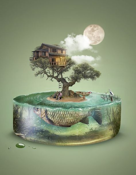 Floating Island, Creation Art, Plakat Design, Art And Illustration, Alam Yang Indah, Creative Photos, Fotografi Potret, Surreal Art, Grafik Design