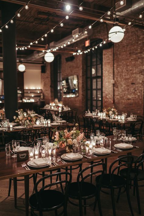 Brick Wedding Venue Decor, Brick Wedding Reception, Wedding Dresses Second Marriage, Urban Wedding Dress, Brick Wedding Venue, Vintage Hollywood Wedding, Brick Wedding, Wythe Hotel Wedding, Speakeasy Wedding