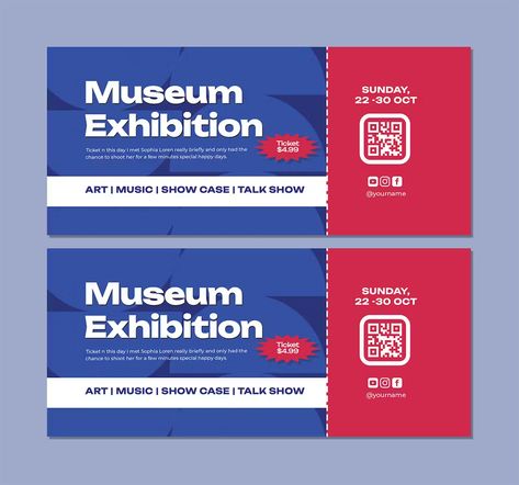 Museum Exhibition Ticket Template PSD Museum Ticket Design, Museum Ticket, Ticket Design Template, Exhibition Project, Museum Tickets, Ticket Card, Ticket Design, Photoshop Projects, Ticket Template