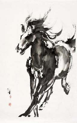 William Ho Painted Horses, Sumi E Painting, Art Chinois, Chinese Art Painting, Horse Posters, Running Horse, Chinese Brush Painting, Asian Painting, Tinta China