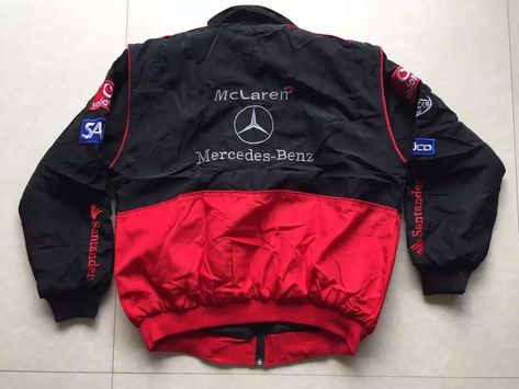 Mercedes Jacket, Mclaren Mercedes, Mclaren F1, Racing Jacket, Mens Fashion Streetwear, Stylish Jackets, Casual Style Outfits, Red Jacket, Vintage Jacket