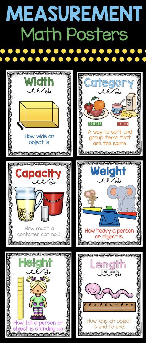 MEASUREMENT Posters - perfect for your math centers or kindergarten measurement and data unit - anchor charts - length - width - height - capacity #kindergartenmath #kindergarten #measurementanddata Compare Length Kindergarten, Measurement Anchor Chart Kindergarten, Math Definitions, Data Kindergarten, Measurement Kindergarten, Kindergarten Math Center, Measurement Worksheets, Measurement Activities, Math Centers Kindergarten