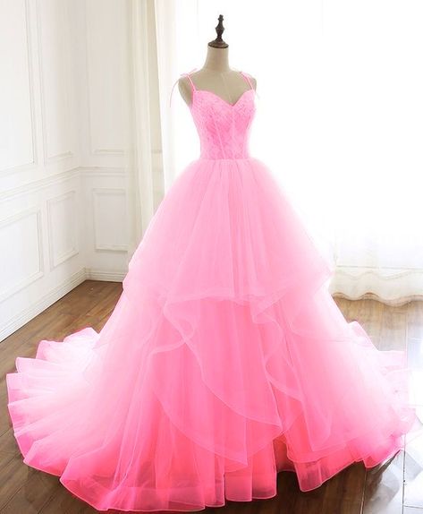 Pink Pageant Dresses, Hot Pink Wedding Dress, Dresses Prom Ball Gown, Pink Sweet 16 Dresses, Pink Elegant Dress, Prom Dress Pictures, Dream Prom Dress, Gown Pink, Stunning Prom Dresses