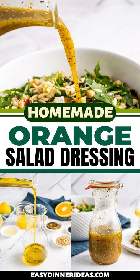 This is the best salad dressing when you want something that goes with any type of salad! Our tangy and sweet Orange Salad Dressing is made with fresh citrus, garlic, vinegar, and honey. Orange Salad Dressing, Citrus Dressing Recipe, Sweet Salad Dressings, Honey Salad Dressing, Garlic Vinegar, Light Salad Dressing, Citrus Salad Dressing, Asian Salad Dressing, Best Salad Dressing