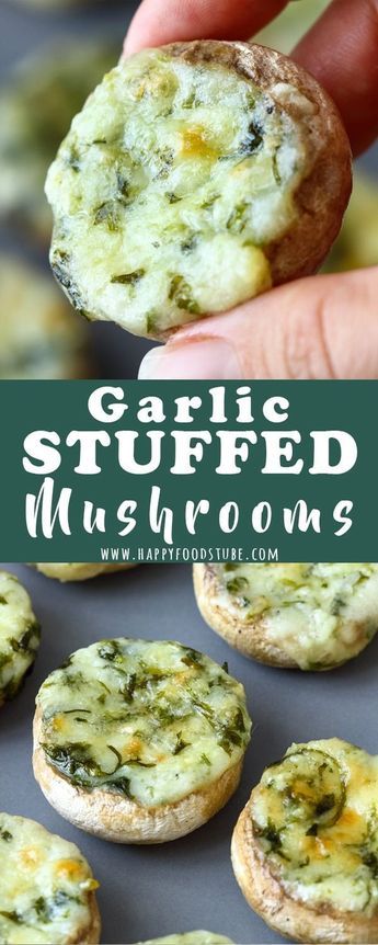 Garlic Stuffed Mushrooms, Vegetarische Diners, Mushroom Garlic, Entertaining At Home, Quick And Easy Appetizers, Easy Appetizers, Quick Appetizers, Garlic Recipes, Buffalo Chicken Dip